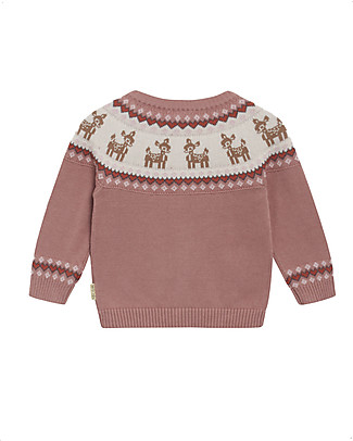 Hust&Claire Cardigan con Fantasia Cervo Charme - Rosa - 100% Cotone bio Cardigan