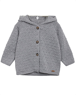 Hust&Claire Cardigan con Fantasia Porcospino Cookie - Grigio - 100% Cotone bio Cardigan