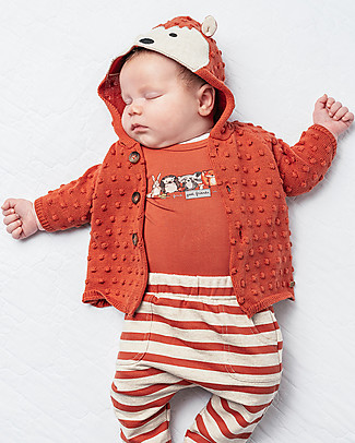 Hust&Claire Cardigan con Fantasia Porcospino Cookie - Ruggine - 100% Cotone bio Cardigan