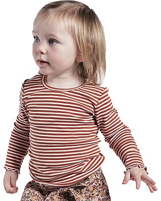 Hust&Claire Maglia a Maniche Lunghe Alanis - Ruggine - Cotone bio elasticizzato Maglie Manica Lunga