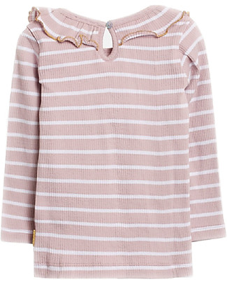Hust&Claire Maglia Maniche Lunghe a Costine Alma - Righe Rosa - Cotone bio elasticizzato Maglie Manica Lunga