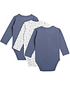 Hust&Claire Pacco da 3 Body Base - Blu - Cotone Elasticizzato Body Manica Lunga