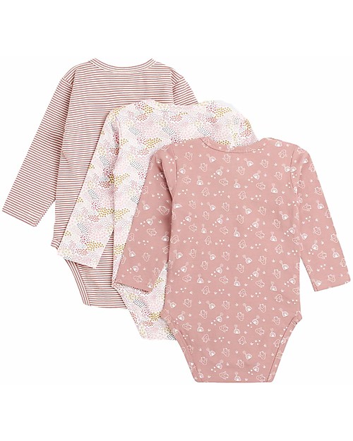 Hust&Claire Pacco da 3 Body Manica Lunga Base - Rosa - Cotone elasticizzato Body Manica Lunga