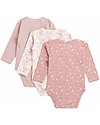 Hust&Claire Pacco da 3 Body Manica Lunga Base - Rosa - Cotone elasticizzato Body Manica Lunga
