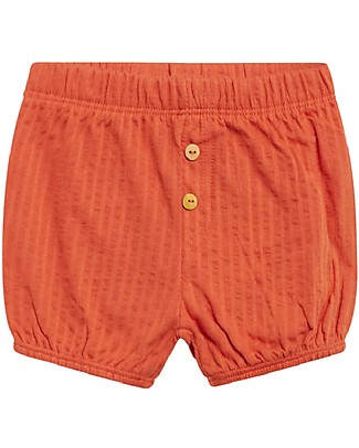 Hust&Claire Pantaloncini Bebè con Bottoncini in Legno Hei - Rosso Piccante - 100% cotone bio Pantaloni Lunghi