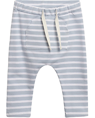 Hust&Claire Pantaloni Bèbè Gill - Blu Nebbia - Cotone bio Elasticizzato Pantaloni Lunghi
