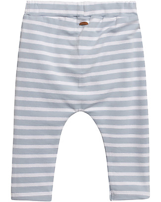 Hust&Claire Pantaloni Bèbè Gill - Blu Nebbia - Cotone bio Elasticizzato Pantaloni Lunghi