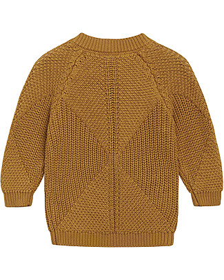 Hust&Claire Pullover Lavorato a Maglia a Coste - Ocra - 100% Cotone bio Maglioni