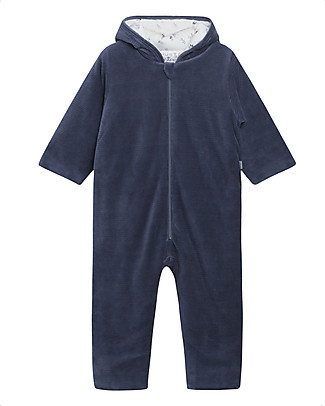 Hust&Claire Tuta Imbottita Otto - Blu - Velour di Cotone Tutine Lunghe Senza Piedi