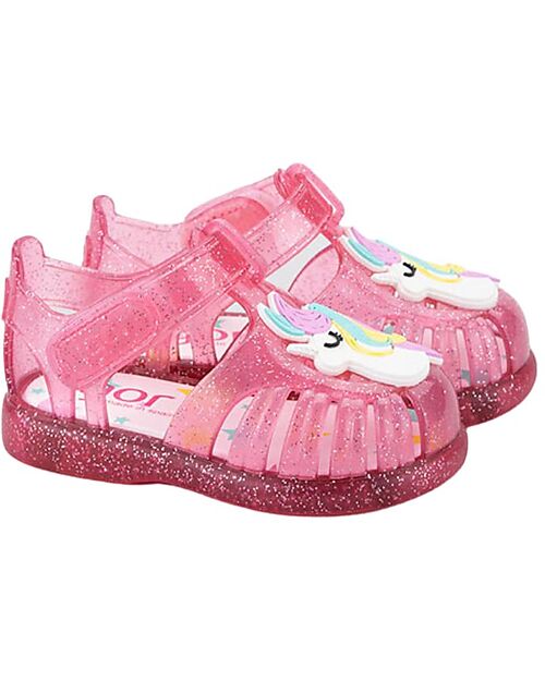 Igor Sandali in Velcro - Tobby - Solid - Unicorno - Fucsia Glitter - Flessibili e Resistenti - Fatti in Spagna Sandali