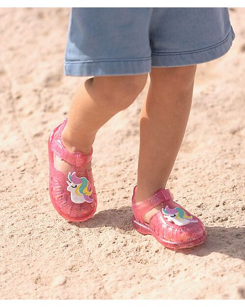 Igor Sandali in Velcro - Tobby - Solid - Unicorno - Fucsia Glitter - Flessibili e Resistenti - Fatti in Spagna Sandali