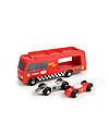 Ikonic Toys Camion Trasporta Macchinine da Corsa In Legno- Con 2 macchine incluse Macchine e Trenini  in Legno