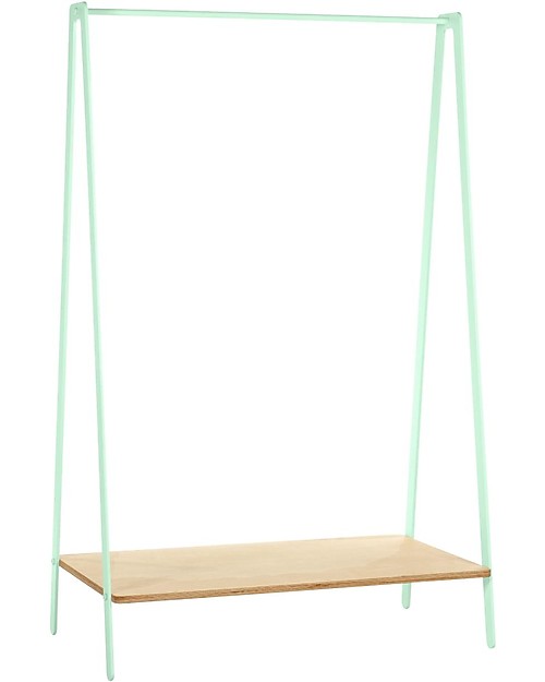 In2Wood Appendiabiti a Vista - Verde Menta - Legno Certificato e Acciaio Appendiabiti