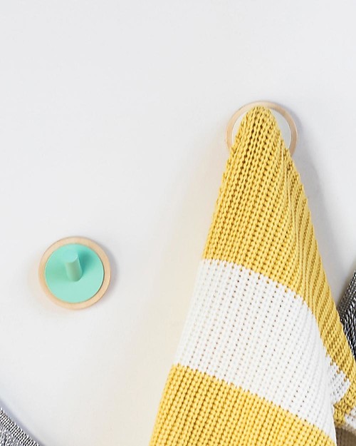 In2Wood Appendiabiti da Parete in Legno - Verde Menta - Design Unico e Stile Inimitabile Appendiabiti