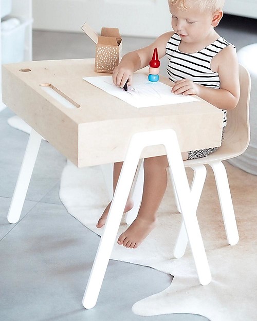 In2Wood Scrivania in Legno - Bianco - Ideale da 2 a 6 anni! Scrivanie