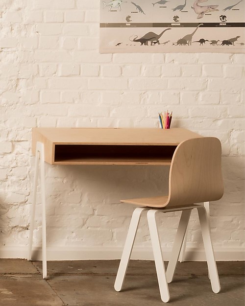 In2Wood Scrivania in Legno - Bianco - Ideale da 6 a 10 anni! Scrivanie