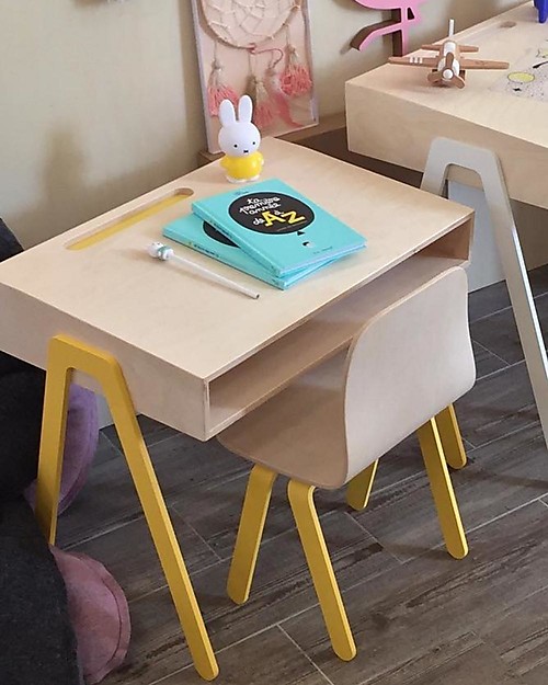 In2Wood Scrivania in Legno - Giallo - Ideale da 2 a 6 anni! Scrivanie