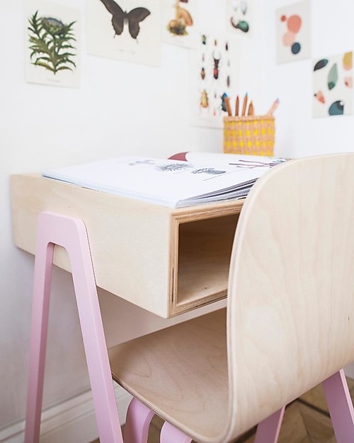 In2Wood Scrivania in Legno - Rosa - Ideale da 2 a 6 anni! Scrivanie