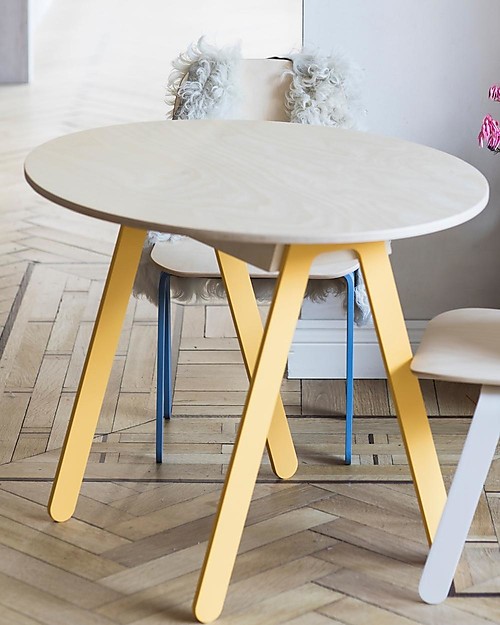 In2Wood Tavolo da Gioco in Legno - Giallo - Ideale da 2 a 10 Anni Tavoli