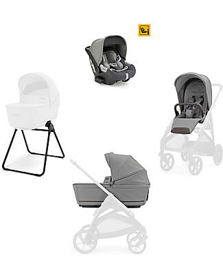 Inglesina Aptica System Quattro - Crystal Grey- Seduta All Season + Culla Open Up + Standup + Seggiolino Auto Darwin Passeggini Classici