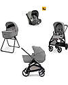 Inglesina Aptica System Quattro - Crystal Grey - Seduta All Season + Culla Open Up + Standup + Seggiolino Auto Darwin + Telaio Litio Passeggini Trio e Duo