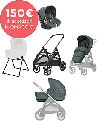 Inglesina Aptica System Quattro - Emerald Green - Passeggino + Culla Standup + Seggiolino Auto Darwin Passeggini Trio e Duo