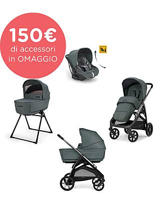 Inglesina Aptica System Quattro - Emerald Green - Passeggino + Culla Standup + Seggiolino Auto Darwin Recline Passeggini Trio e Duo