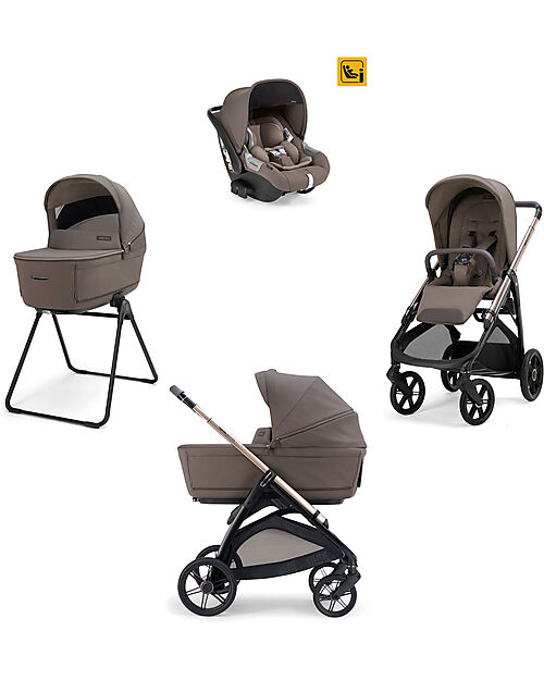Inglesina Aptica System Quattro - Essence Mokka - Seduta All Season + Culla Open Up + Standup + Seggiolino Auto Darwin + Telaio Palladio Passeggini Trio e Duo