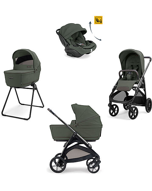 Inglesina Aptica System Quattro - Ivy Green - Passeggino + Culla Standup + Seggiolino Auto Darwin Recline EVO + Telaio Litio Passeggini Classici