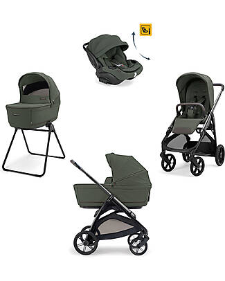 Inglesina Aptica System Quattro - Ivy Green - Passeggino + Culla Standup + Seggiolino Auto Darwin Recline EVO + Telaio Litio Passeggini Classici