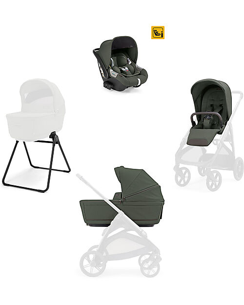 Inglesina Aptica System Quattro - Ivy Green - Seduta All Season + Culla Open Up + Standup + Seggiolino Auto Darwin Passeggini Classici