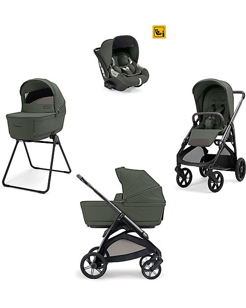 Inglesina Aptica System Quattro - Ivy Green - Seduta All Season + Culla Open Up + Standup + Seggiolino Auto Darwin + Telaio Litio Passeggini Trio e Duo
