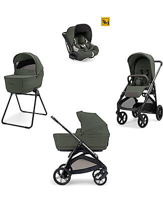 Inglesina Aptica System Quattro - Ivy Green - Seduta All Season + Culla Open Up + Standup + Seggiolino Auto Darwin + Telaio Litio Passeggini Trio e Duo
