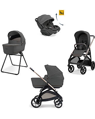 Inglesina Aptica System Quattro - Marble Grey - Passeggino + Culla Standup + Seggiolino Auto Darwin Recline EVO + Telaio Palladio Passeggini Classici