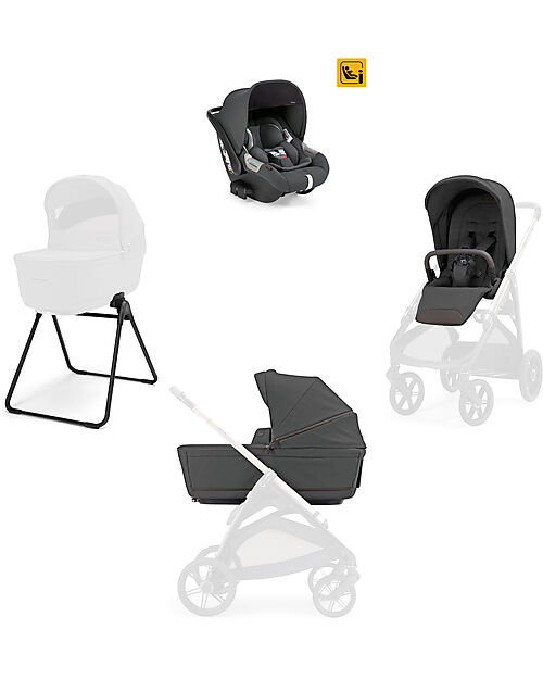Inglesina Aptica System Quattro - Marble Grey - Seduta All Season + Culla Open Up + Standup + Seggiolino Auto Darwin Passeggini Classici