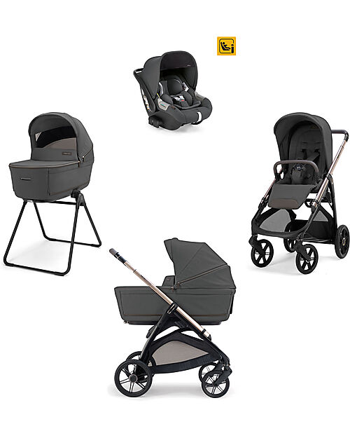 Inglesina Aptica System Quattro - Marble Grey - Seduta All Season + Culla Open Up + Standup + Seggiolino Auto Darwin + Telaio Palladio Passeggini Trio e Duo