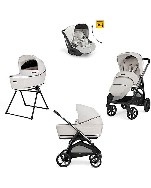 Inglesina Aptica System Quattro - Opal Ivory - Passeggino + Culla Standup + Seggiolino Auto Darwin Recline Passeggini Trio e Duo