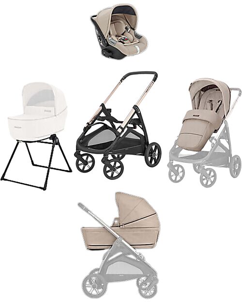 Inglesina Aptica System Quattro - Pashmina Beige - Passeggino + Culla Standup + Seggiolino Auto Darwin Passeggini Trio e Duo