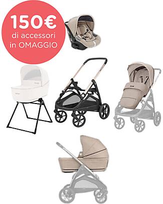 Inglesina Aptica System Quattro - Pashmina Beige - Passeggino + Culla Standup + Seggiolino Auto Darwin Passeggini Trio e Duo