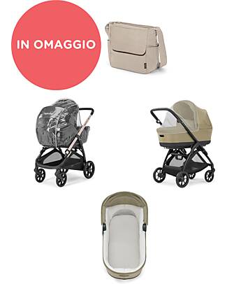 Inglesina Aptica System Quattro - Pashmina Beige - Passeggino + Culla Standup + Seggiolino Auto Darwin Passeggini Trio e Duo