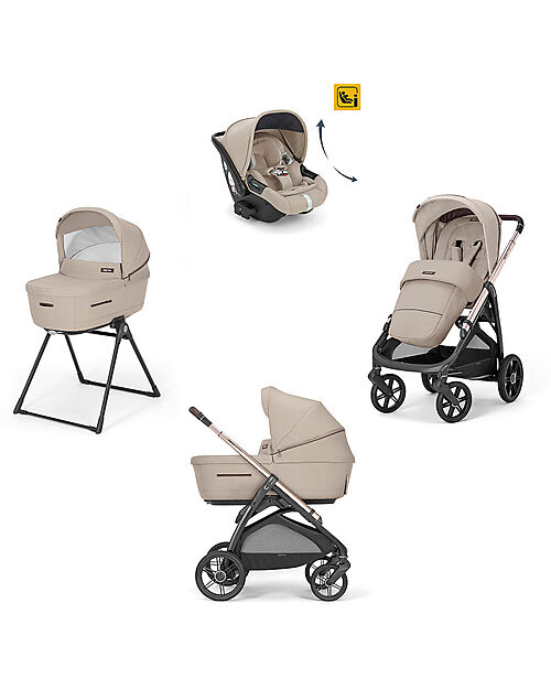 Inglesina Aptica System Quattro - Pashmina Beige - Passeggino + Culla Standup + Seggiolino Auto Darwin Recline Passeggini Trio e Duo