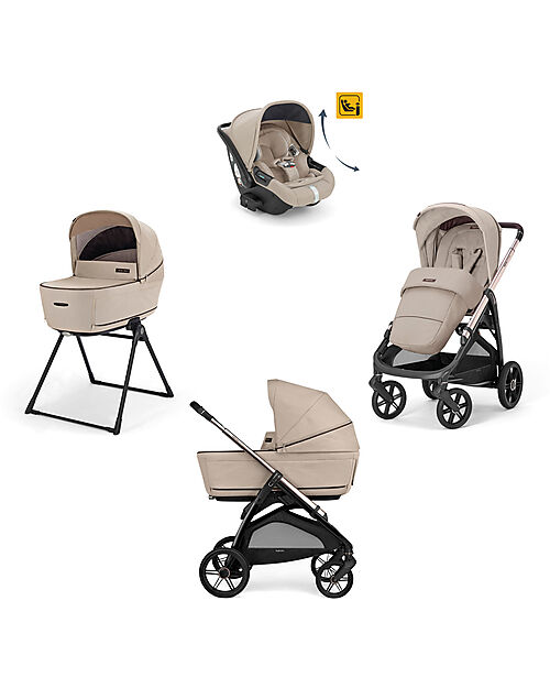Inglesina Aptica System Quattro - Pashmina Beige - Passeggino + Culla Standup + Seggiolino Auto Darwin Recline Passeggini Trio e Duo