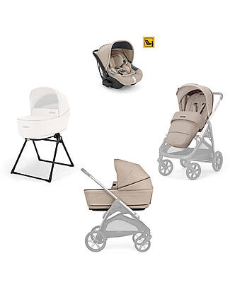 Inglesina Aptica System Quattro - Pashmina Beige - Seduta All Season + Culla Open Up + Standup + Seggiolino Auto Darwin Passeggini Trio e Duo