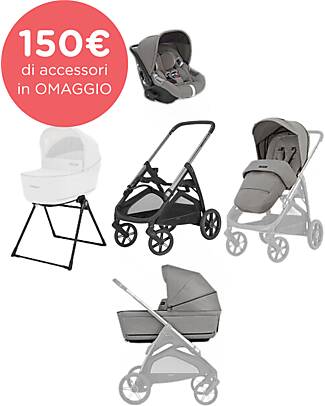 Inglesina Aptica System Quattro - Platinum Grey - Passeggino + Culla Standup + Seggiolino Auto Darwin Passeggini Trio e Duo