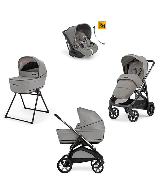 Inglesina Aptica System Quattro - Platinum Grey - Passeggino + Culla Standup + Seggiolino Auto Darwin Recline Passeggini Trio e Duo