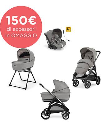 Inglesina Aptica System Quattro - Platinum Grey - Passeggino + Culla Standup + Seggiolino Auto Darwin Recline Passeggini Trio e Duo