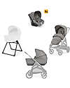 Inglesina Aptica System Quattro - Platinum Grey - Seduta All Season + Culla Open Up + Standup + Seggiolino Auto Darwin Passeggini Trio e Duo