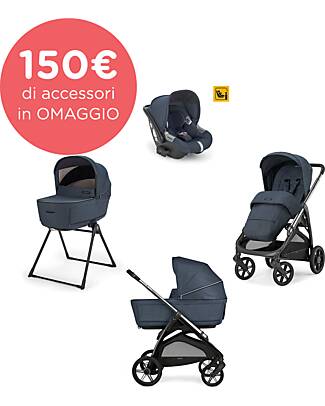 Inglesina Aptica System Quattro - Resort Blue - Passeggino + Culla Standup + Seggiolino Auto Darwin Passeggini Trio e Duo