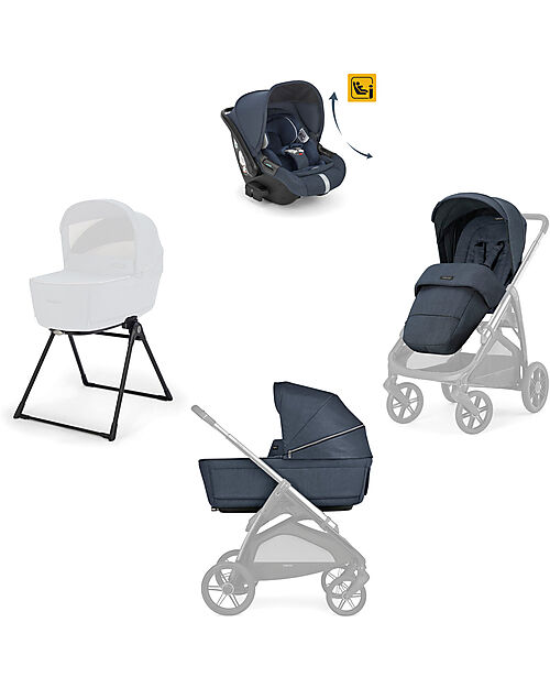 Inglesina Aptica System Quattro - Resort Blue - Seduta All Season + Culla Open Up + Standup + Seggiolino Auto Darwin Recline Passeggini Trio e Duo
