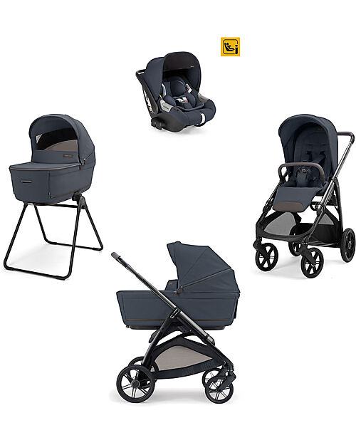 Inglesina Aptica System Quattro - Sapphire Blue - Seduta All Season + Culla Open Up + Standup + Seggiolino Auto Darwin + Telaio Litio Passeggini Trio e Duo